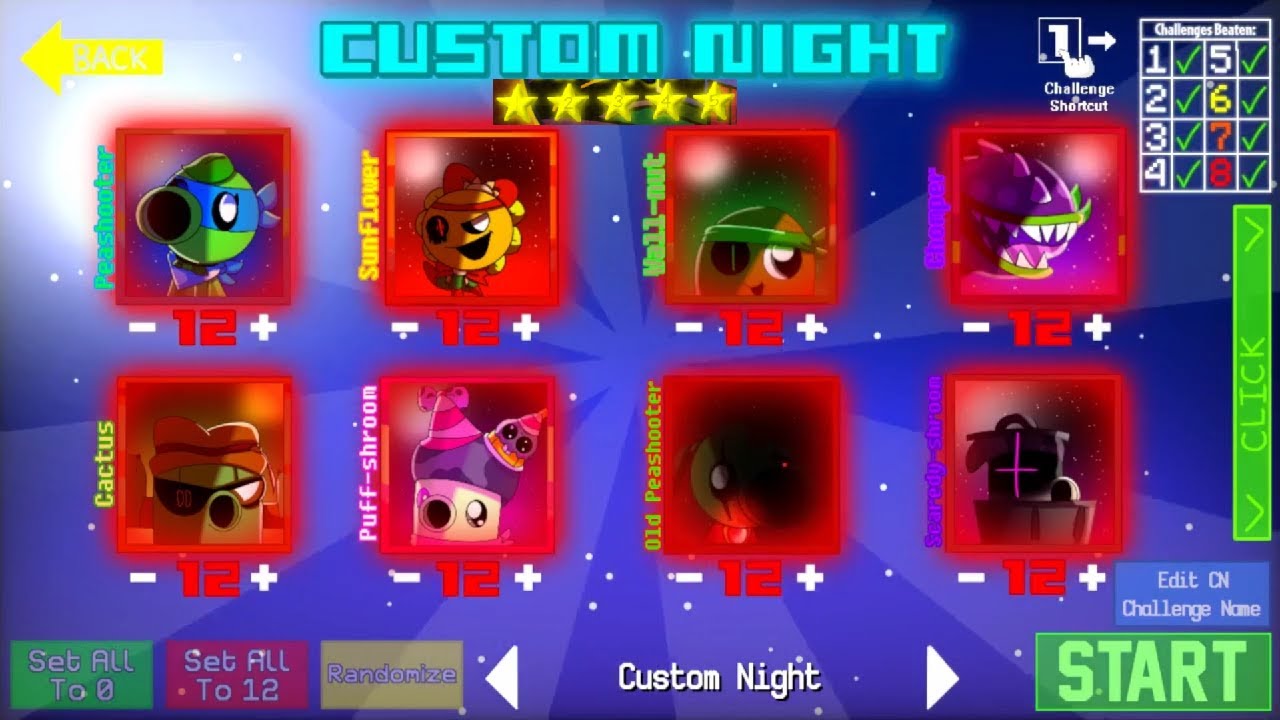 Peashooter Nights V2.3.4 - Challenge 8 + True 8/12 Mode (No Plushies)