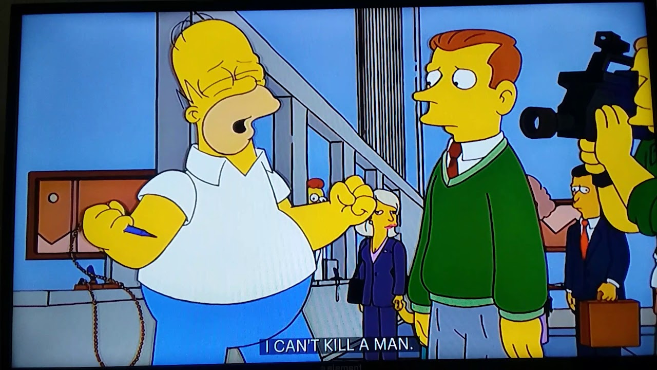 Homer being chased by PBS