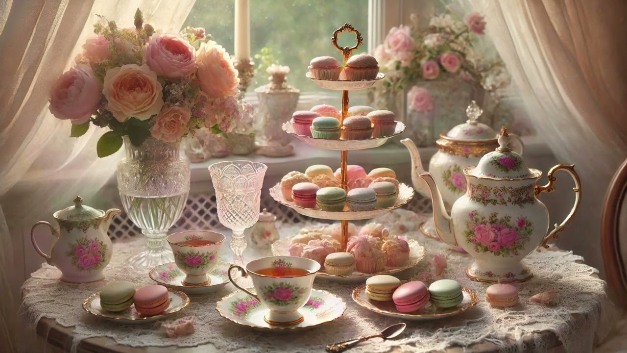A Perfect Vintage Tea Party | Cozy Shabby Chic Afternoon Tea Ambience with Soft Classical Music ASMR