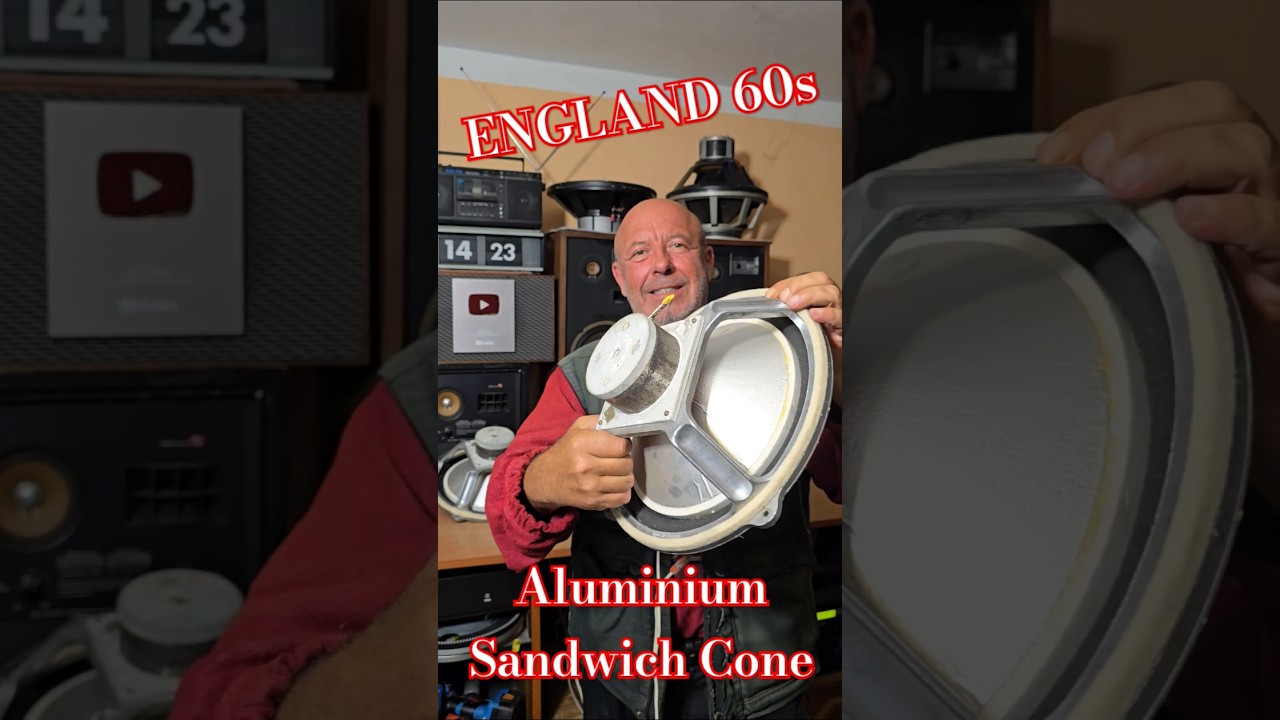 60s Vintage Rare Unique Aluminium SANDWICH CONE BASS SPEAKER LEAK ENGLAND Sound Test SPEAKERS