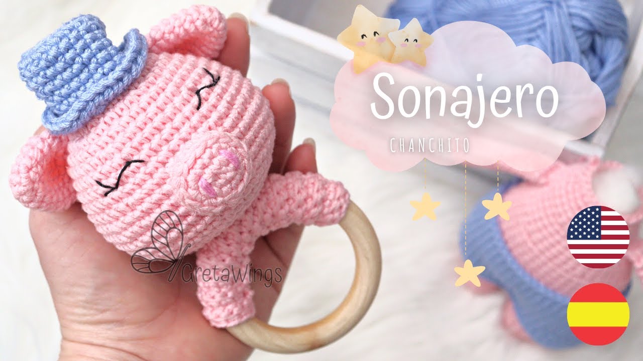 Sonajero Cerdito Amigurumi Tutorial paso a paso Sub 🇺🇸🇪🇸/ GretaWings