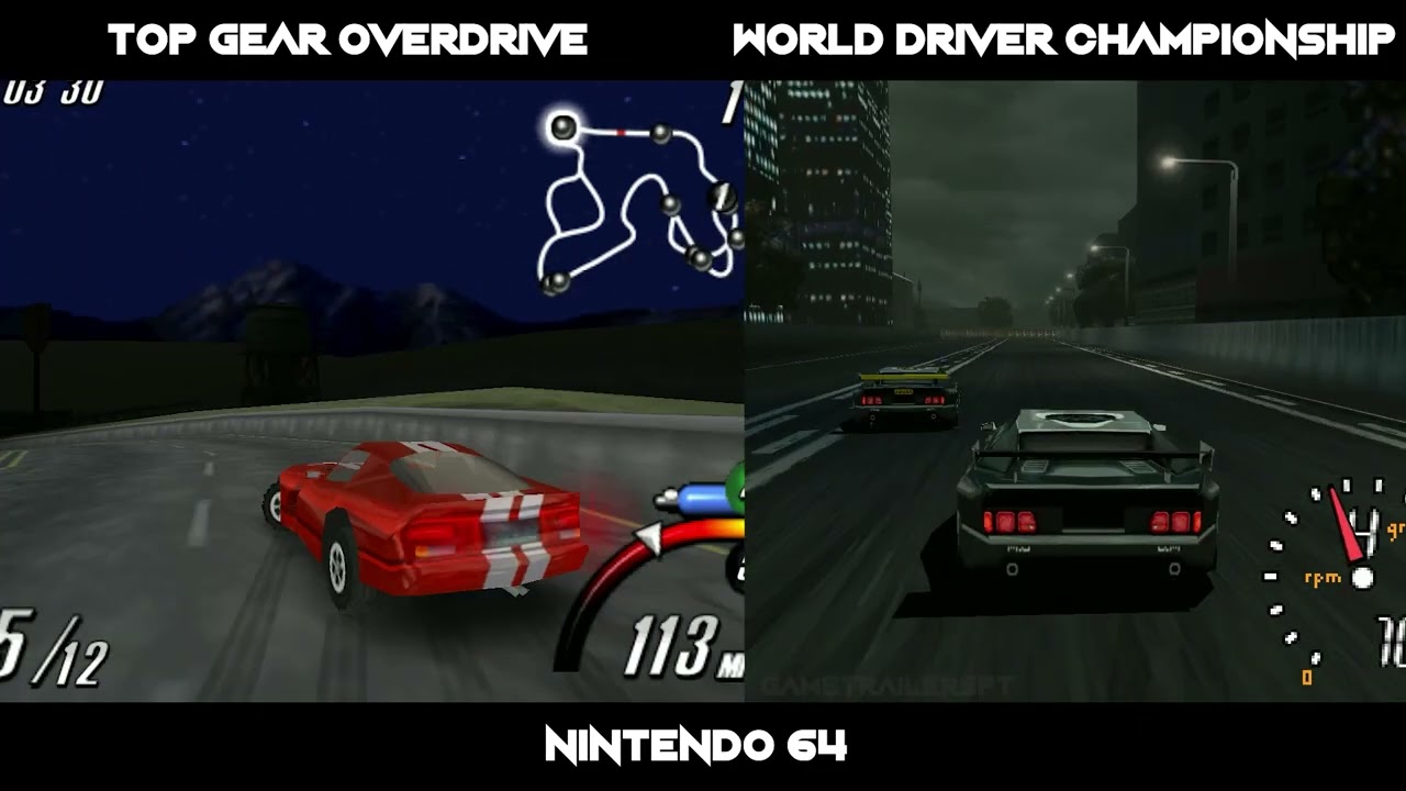 TOP GEAR OVERDRIVE vs. WORLD DRIVER CHAMPIONSHIP | Side by Side Graphics Comparison | Nintendo 64