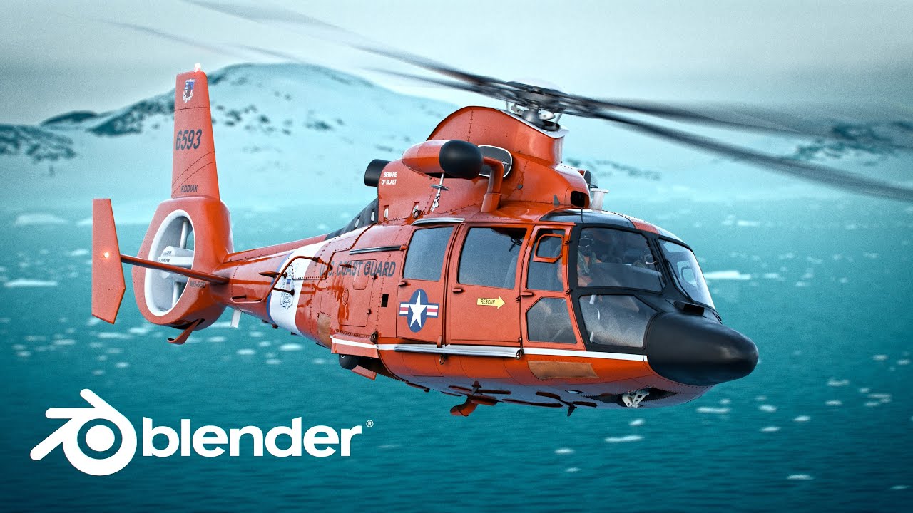 Helicopter Animation in the Arctic - Blender 4.2 (Cycles)