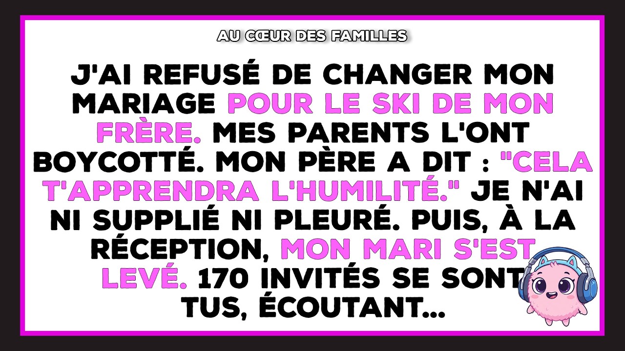 Mes parents quittent mon mariage pour le ski de mon frère. Mon mari brise le silence…