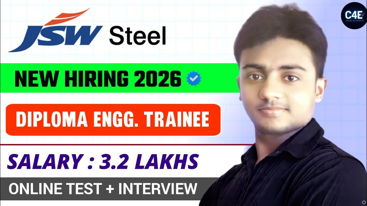 JSW Steel is Hiring 2026। Diploma Engineers। Salary : 3.2 LAKHS। JSW Steel Dat 2026। Latest jobs 
