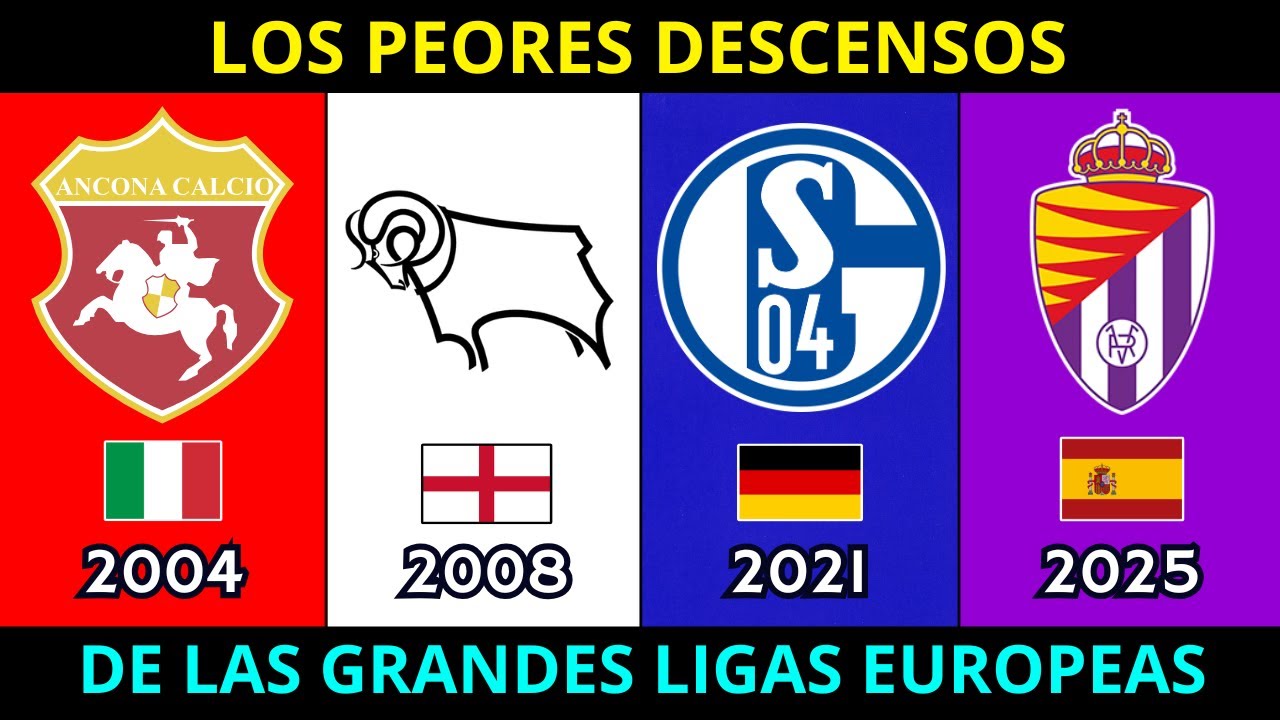 Los PEORES DESCENSOS en el FUTBOL EUROPEO