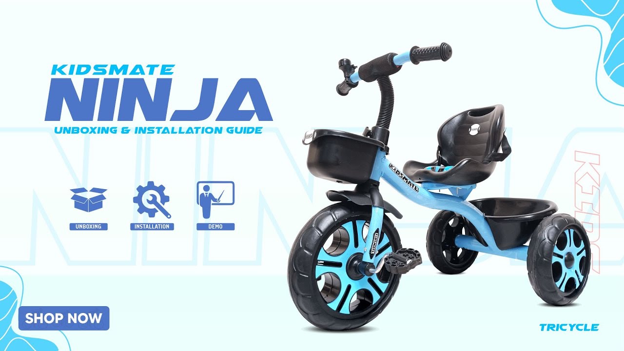 Unboxing, Installation Video - Kidsmate Ninja Plug N Play Durable Kids/Baby Tricycle,