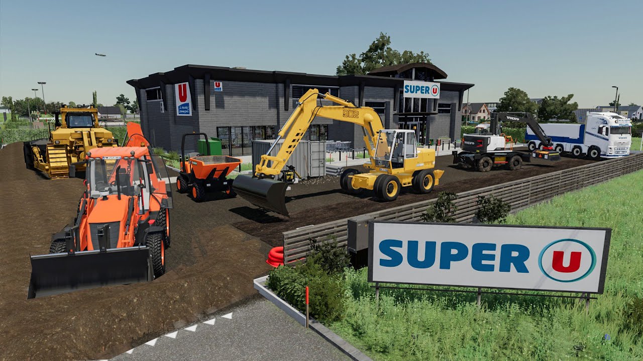 D&eacute;caissement et asphaltage Parking du Super U avant l'ouverture | FS 22 travaux publics
