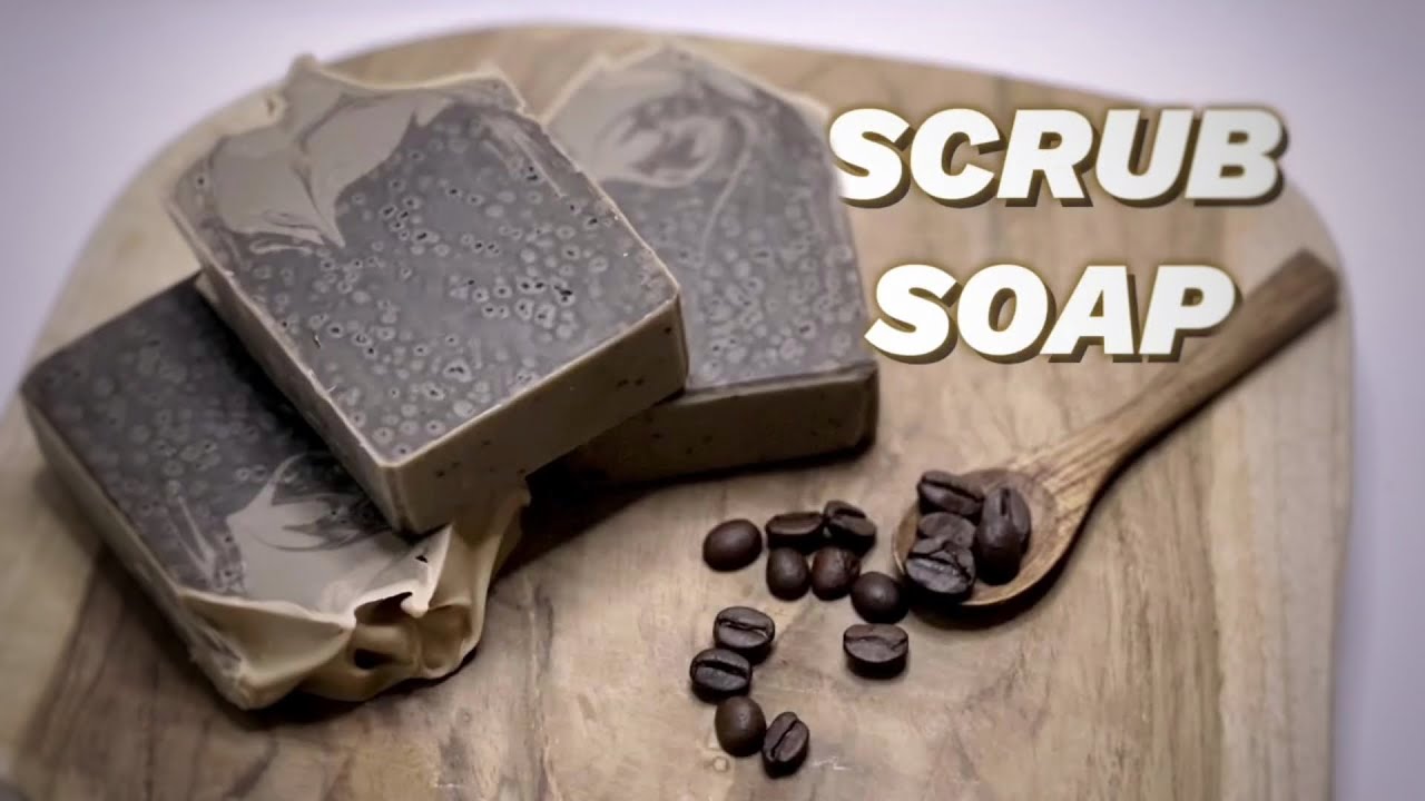 Savon exfoliant au caf&eacute; 🥣 Recette - Saponification &agrave; froid 🌸