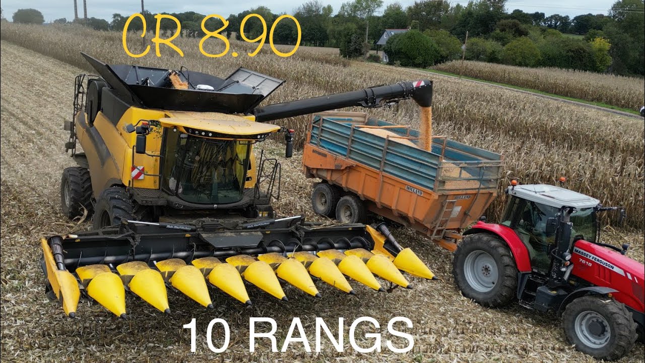 MAÏS GRAIN 2022 🌽 EN NEW HOLLAND CR 8.90 ET CUEILLEUR 10 RANGS POUR L’ETA KERAVAL