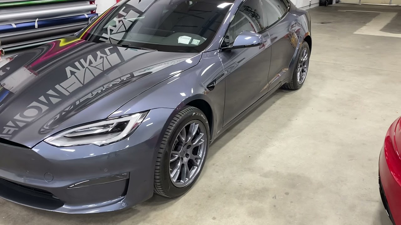 2021 Midnight Silver Metallic Model S Plaid Protected in Xpel Ultimate Plus Paint Protection Film