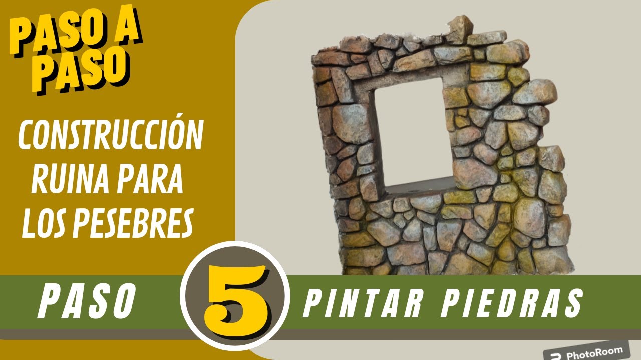 🇨🇴💪[PASO A PASO] [5] como PINTAR PIEDRAS para CASAS EN RUINA pesebres belenes dioramas APRENDE FACIL