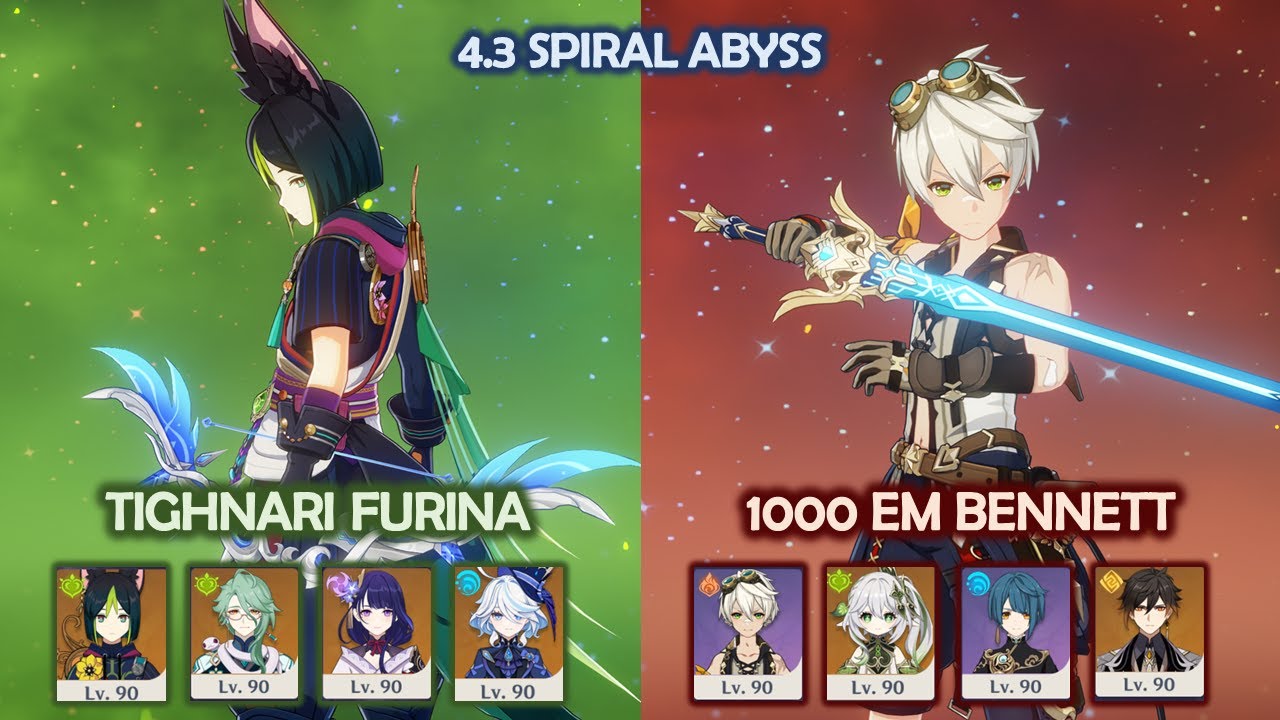 Tighnari Furina & 1000 EM Bennett Burgeon - 4.3 Spiral Abyss - Genshin Impact