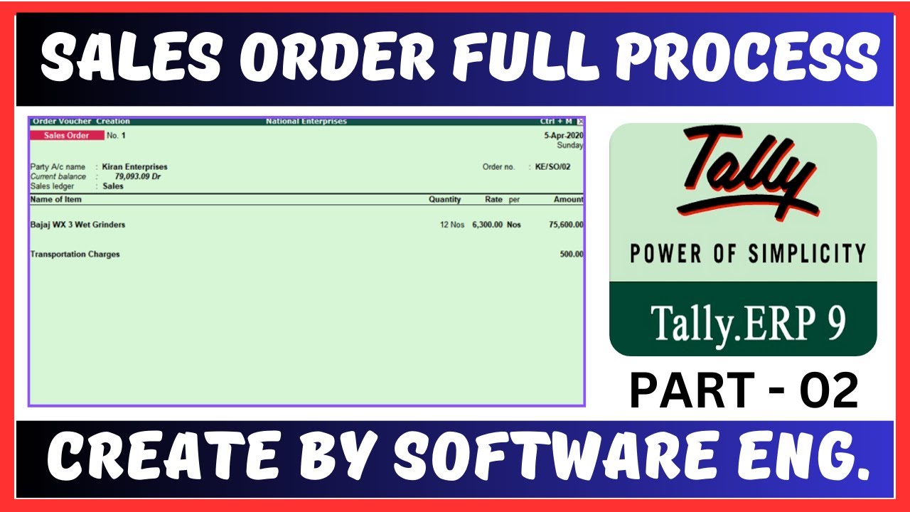 Sales Order Processing In Tally ERP 9 in Hindi | Sales Order Process in Tally Erp 9 | Part 02