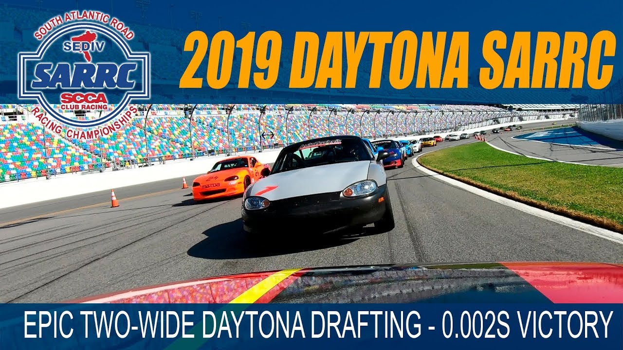 2019 EPIC Daytona Spec Miata Race side by side. Steyn wins by 0.002s