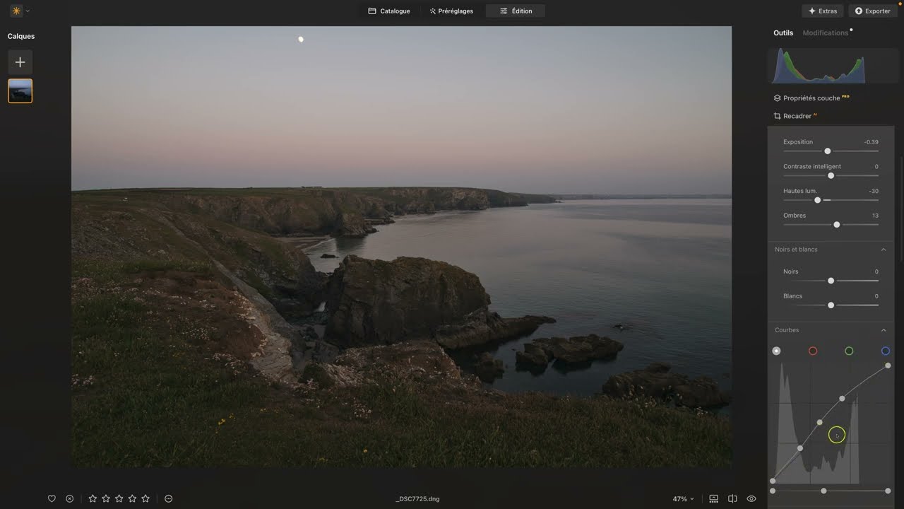 Luminar Neo :  L’association de la courbe et des curseurs de tonalité