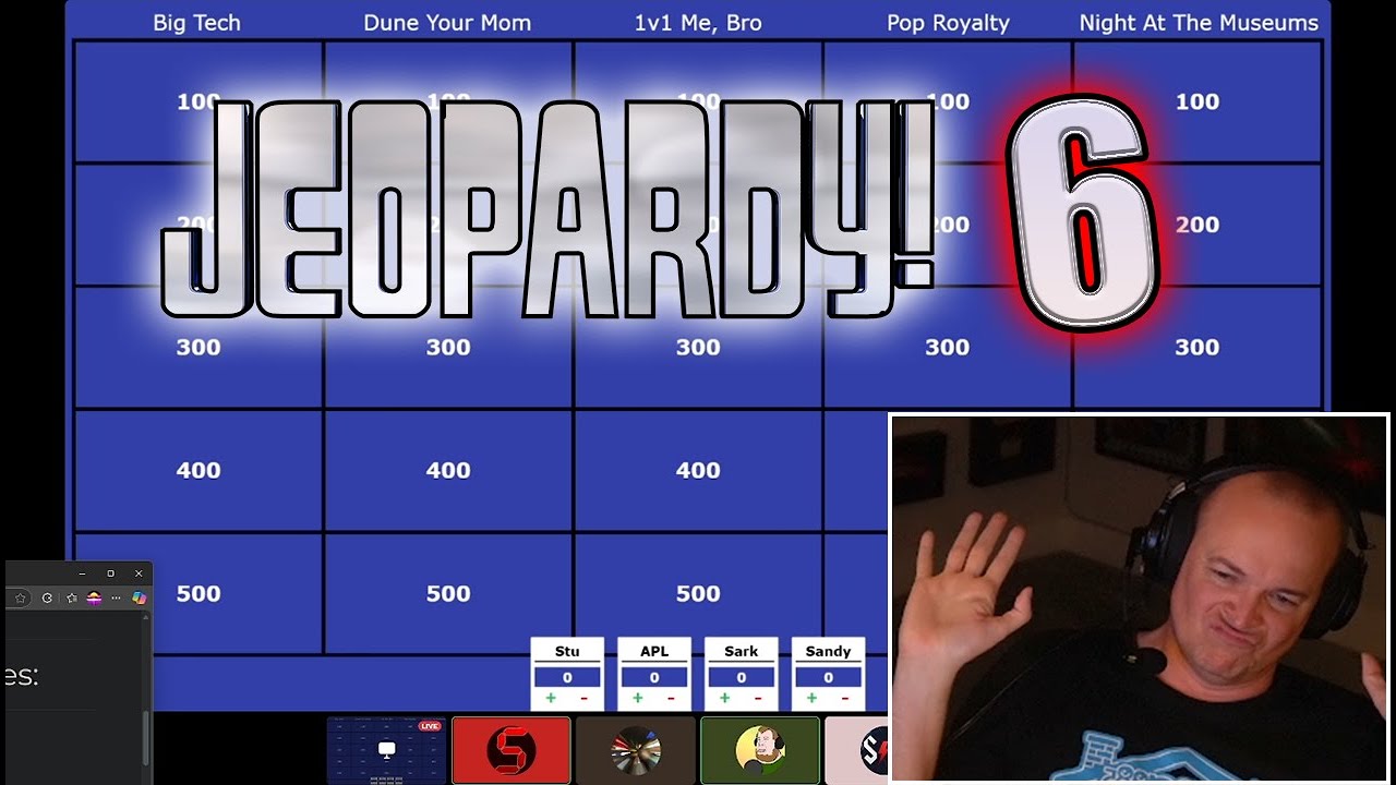 NEW CHALLENGER - Mr Sark W/ NFEN Trebek, Stu Jennings, Sandy & APL (Jeopardy)