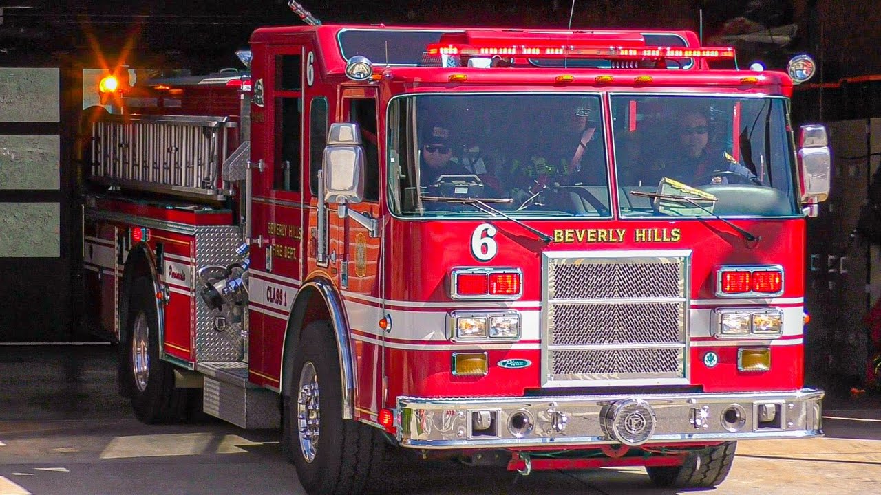 Beverly Hills Fire Dept. Engine 6, Engine 3, & Rescue 3 Responding