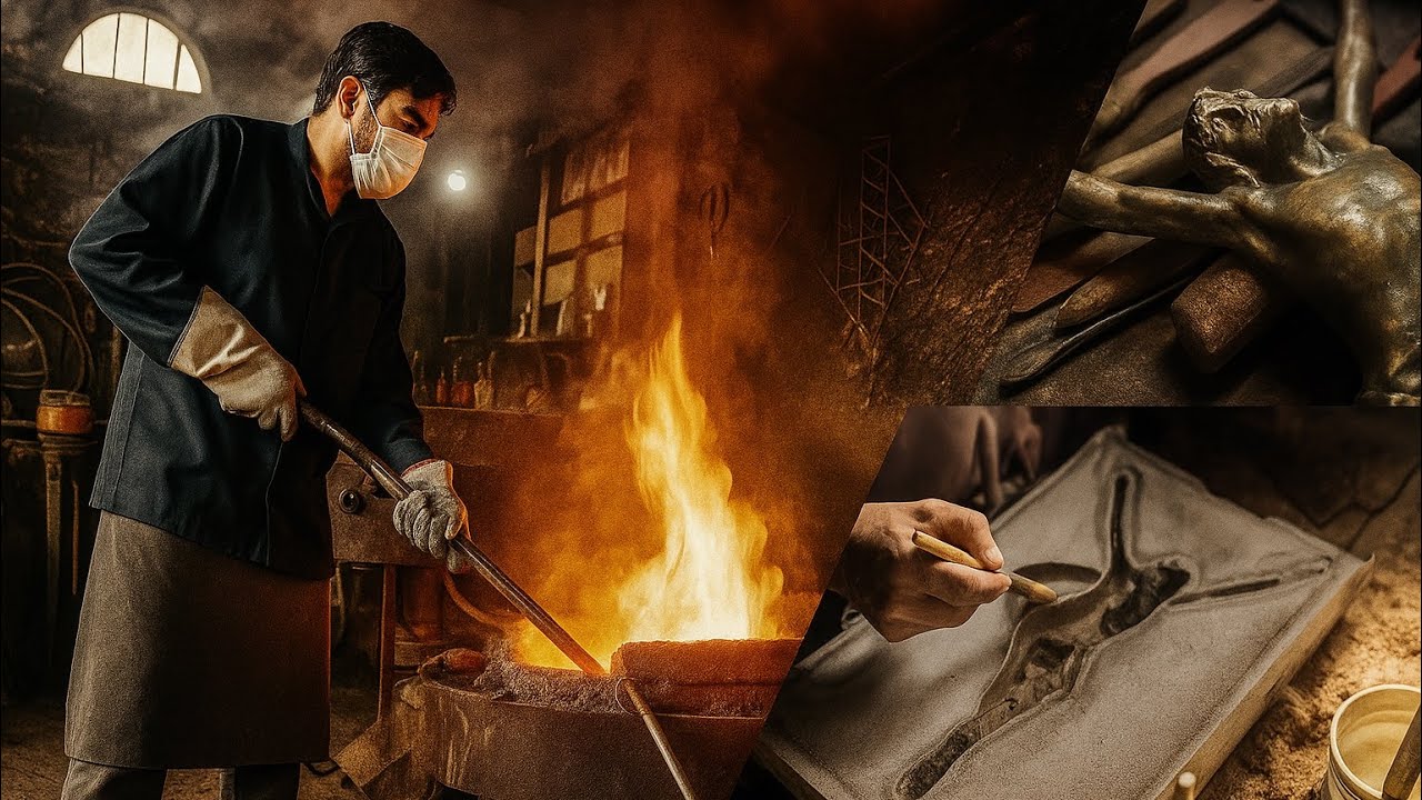 Aluminium casting process | el proceso de fundición de una figura de Cristo