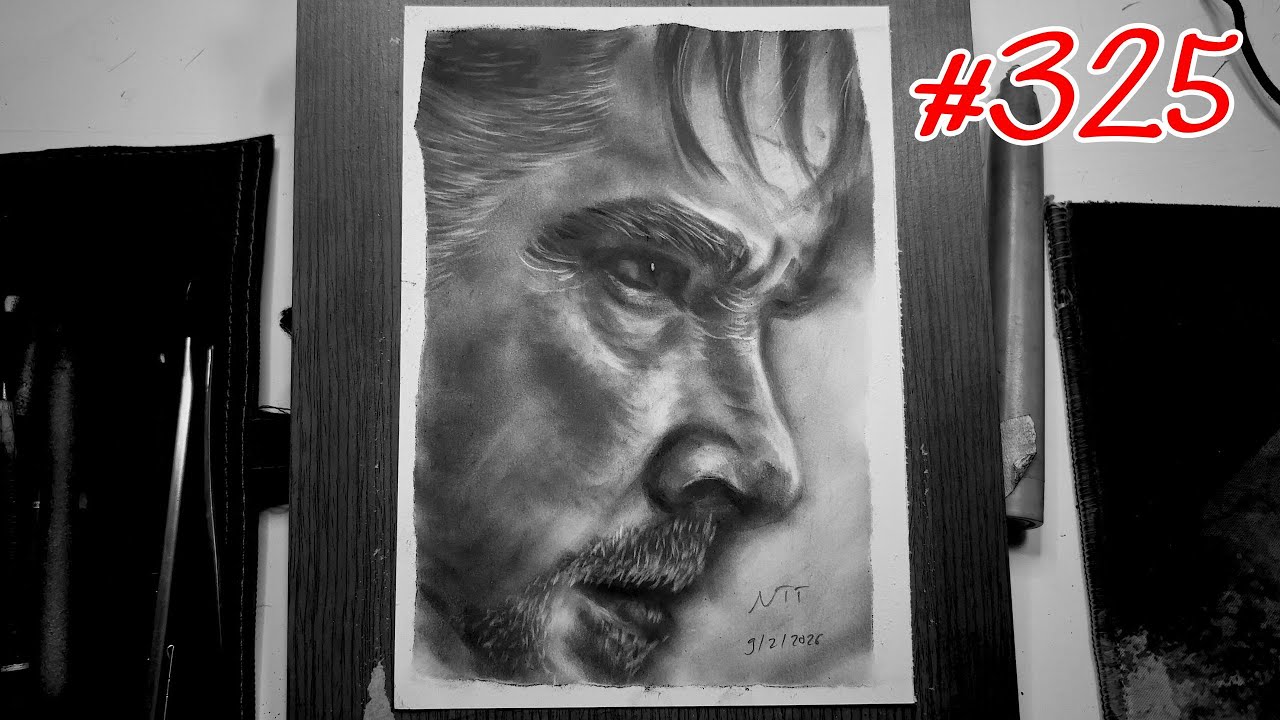 CHARCOAL #325:  ASMR DRAWING (real time)
