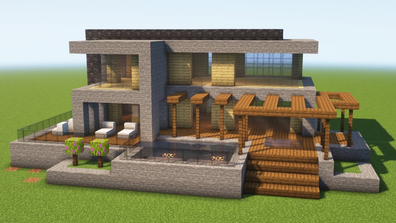 MODERNE VILLA mit POOL in MINECRAFT bauen TUTORIAL [HAUS 272]