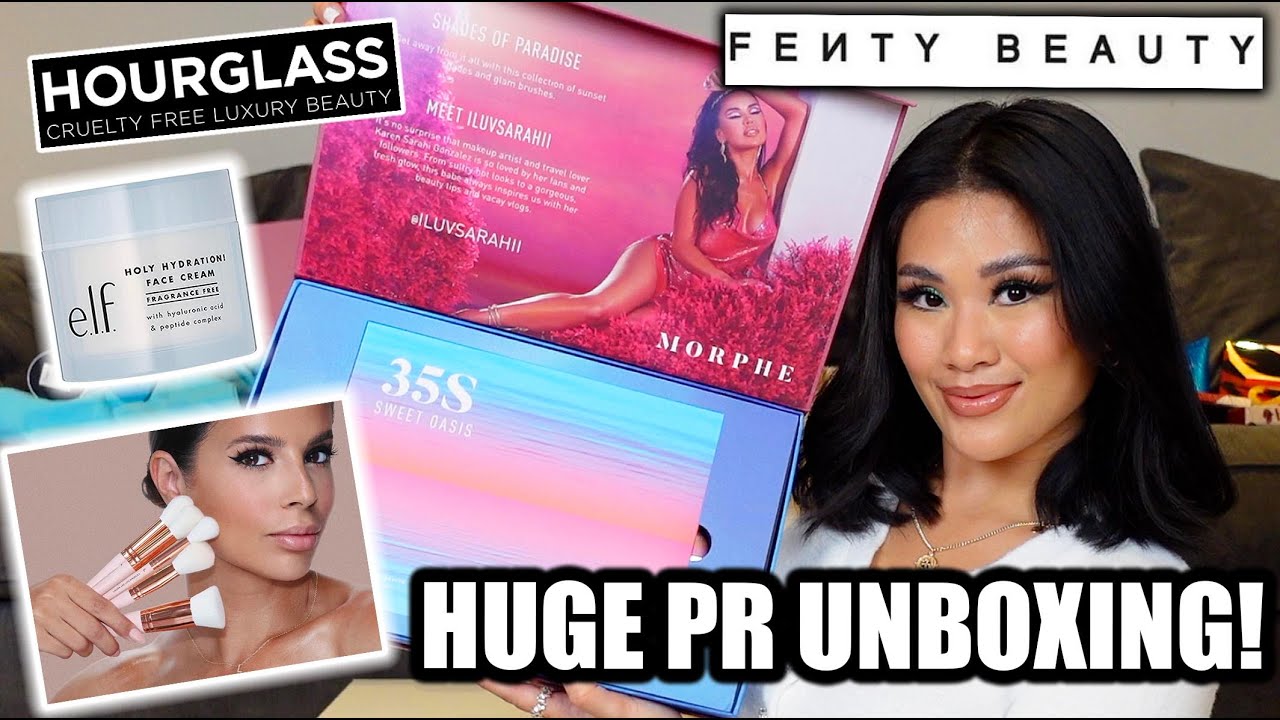 MAKEUP PR UNBOXING AND GIVEAWAY! Unboxing Laura Lee Los Angeles, Colourpop, NARs, ELF, Fenty & more