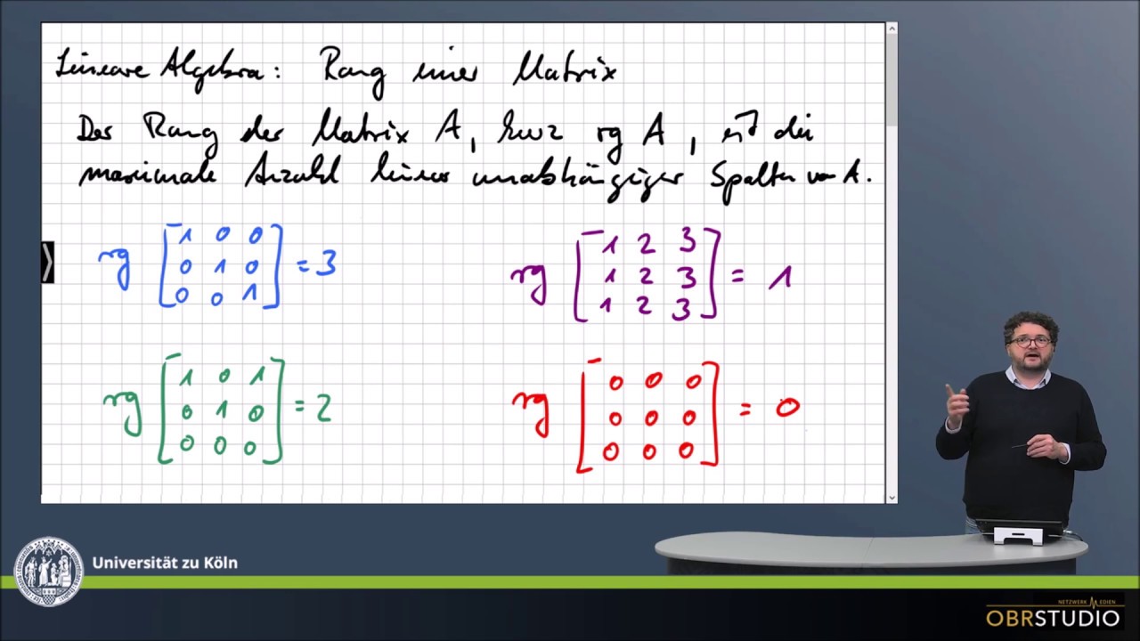 0159 Rang einer Matrix Definition und Beispiele