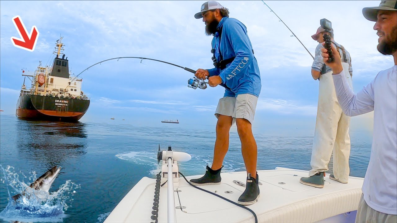 Fishing LIVE! Baits Under Huge Ships! *Crazy Action*