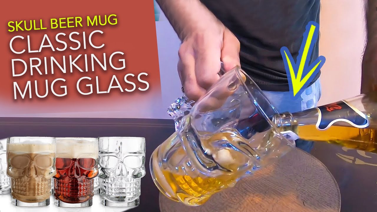 Fun Party Glasses - Classic Skull Beer Mug - Large Skull Glasses