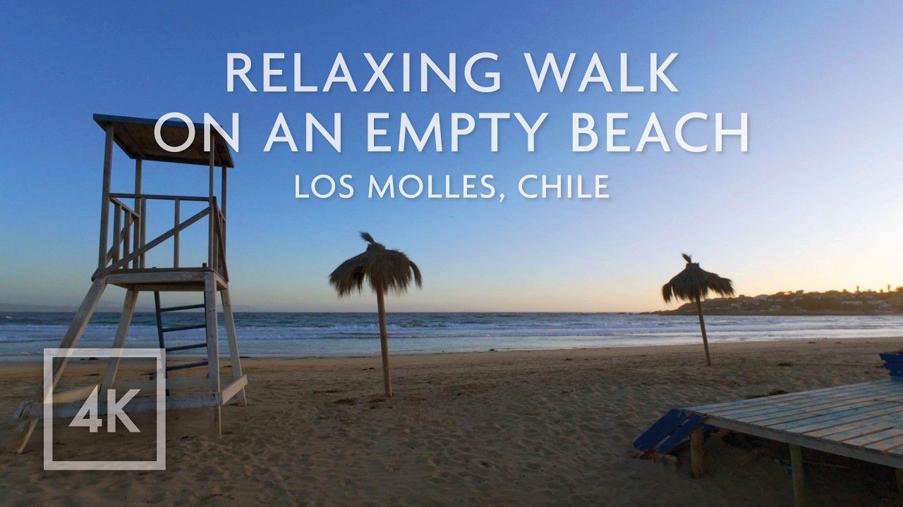 ASMR Ocean Sounds to Sleep, Study & Relax in 4K | Walking on an Empty Beach in Los Molles, Chile 🇨🇱
