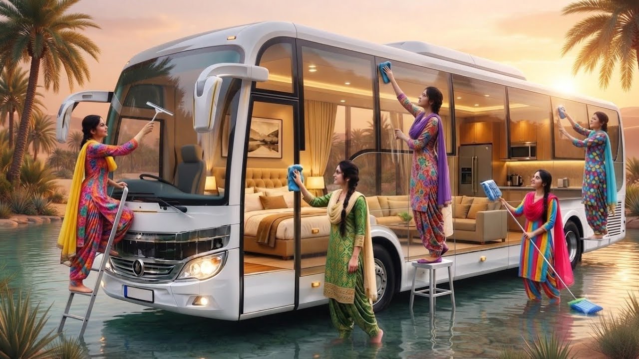 6 Village Girls Pull Damaged Bus from River & Transform It Into a Luxury Bus! 🚌✨