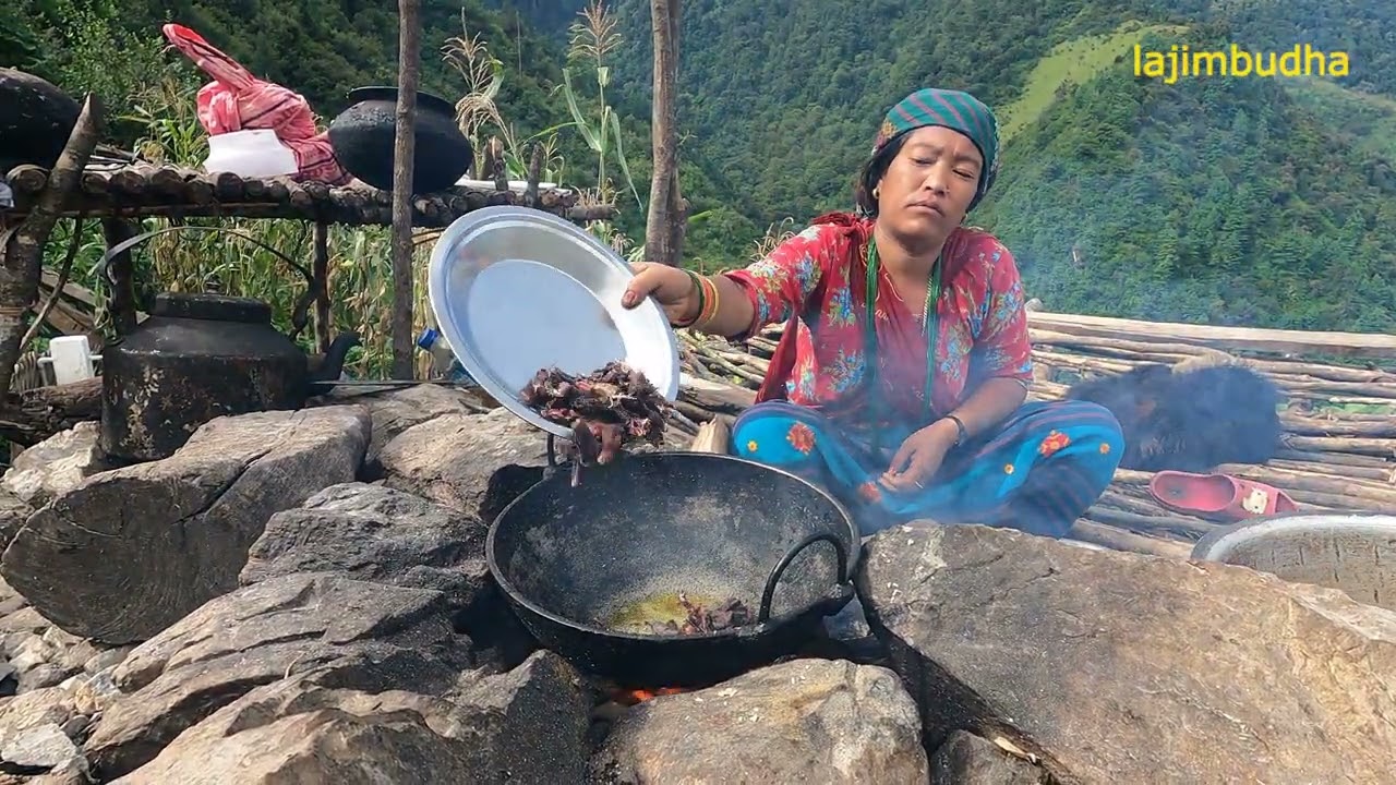 Organic Food Cooking in the Himalayas: A Family's Day || lajimbudha ||