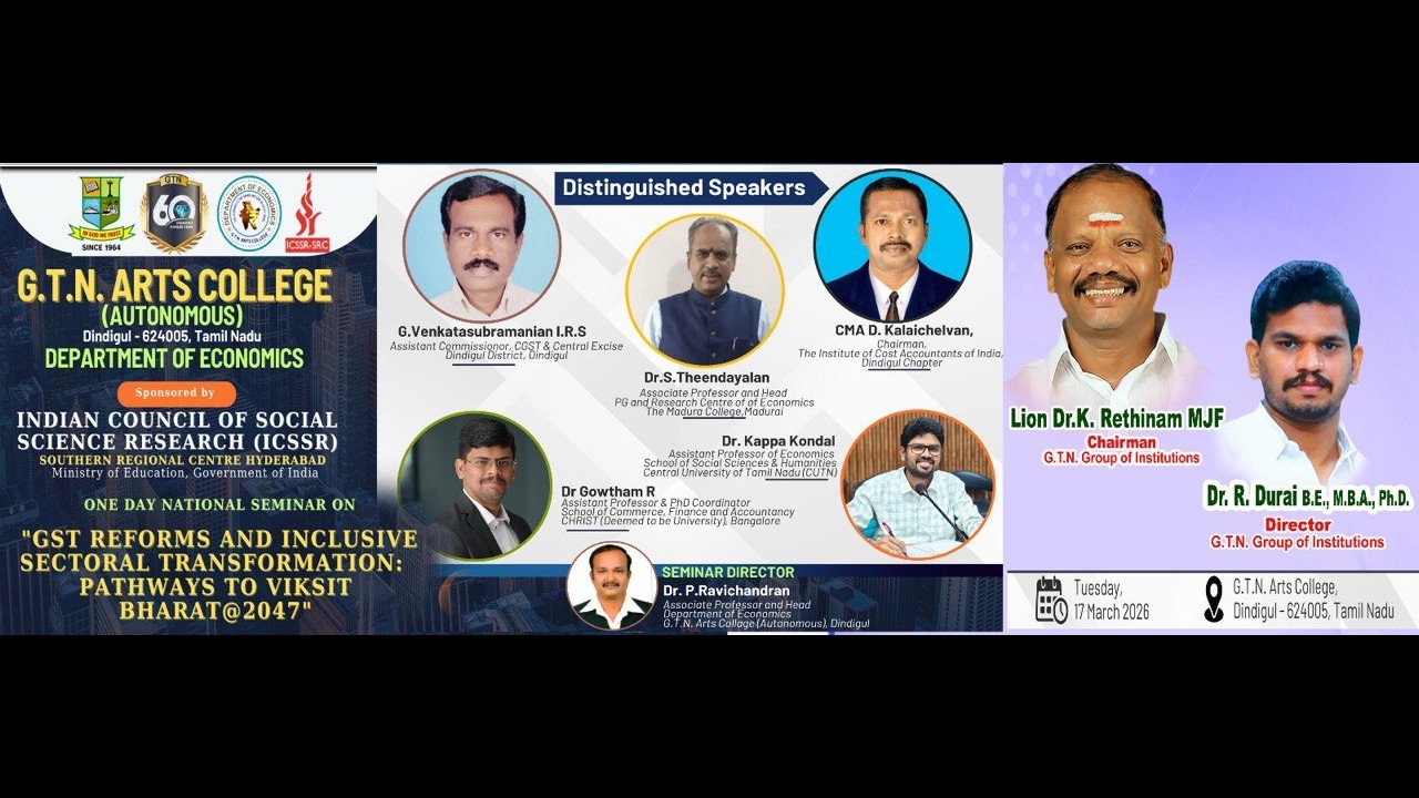 GST Reforms & Inclusive Sectoral Transformation | National Seminar 2026 | G.T.N Arts College Live