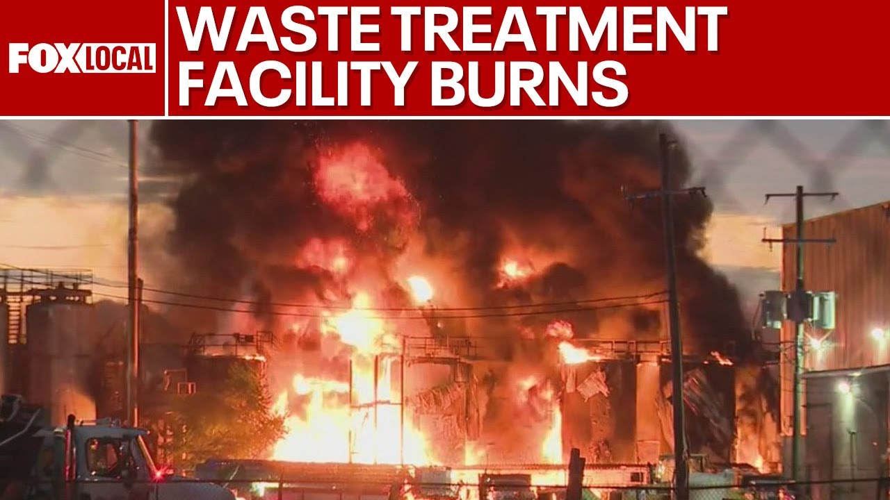 Smoke fills Detroit's east side after waste treatment plant fire
