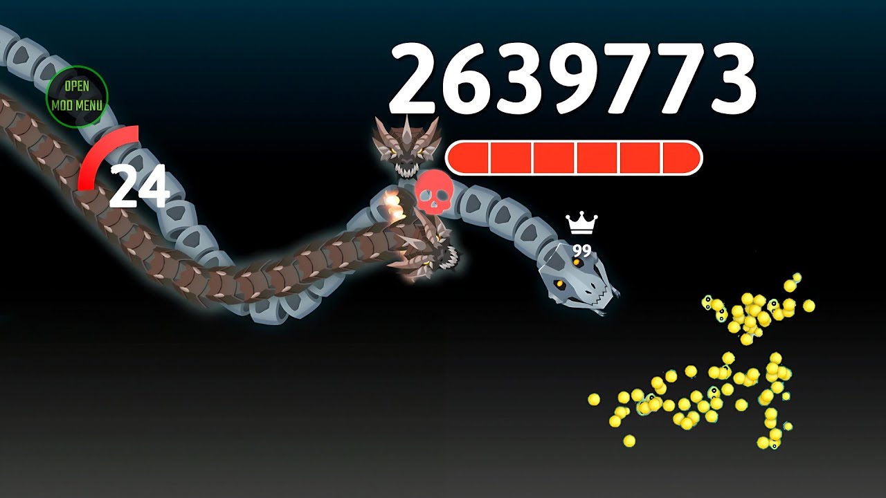 God Mod Menu system crack gameplay _ snake io all mod unlocked and on .