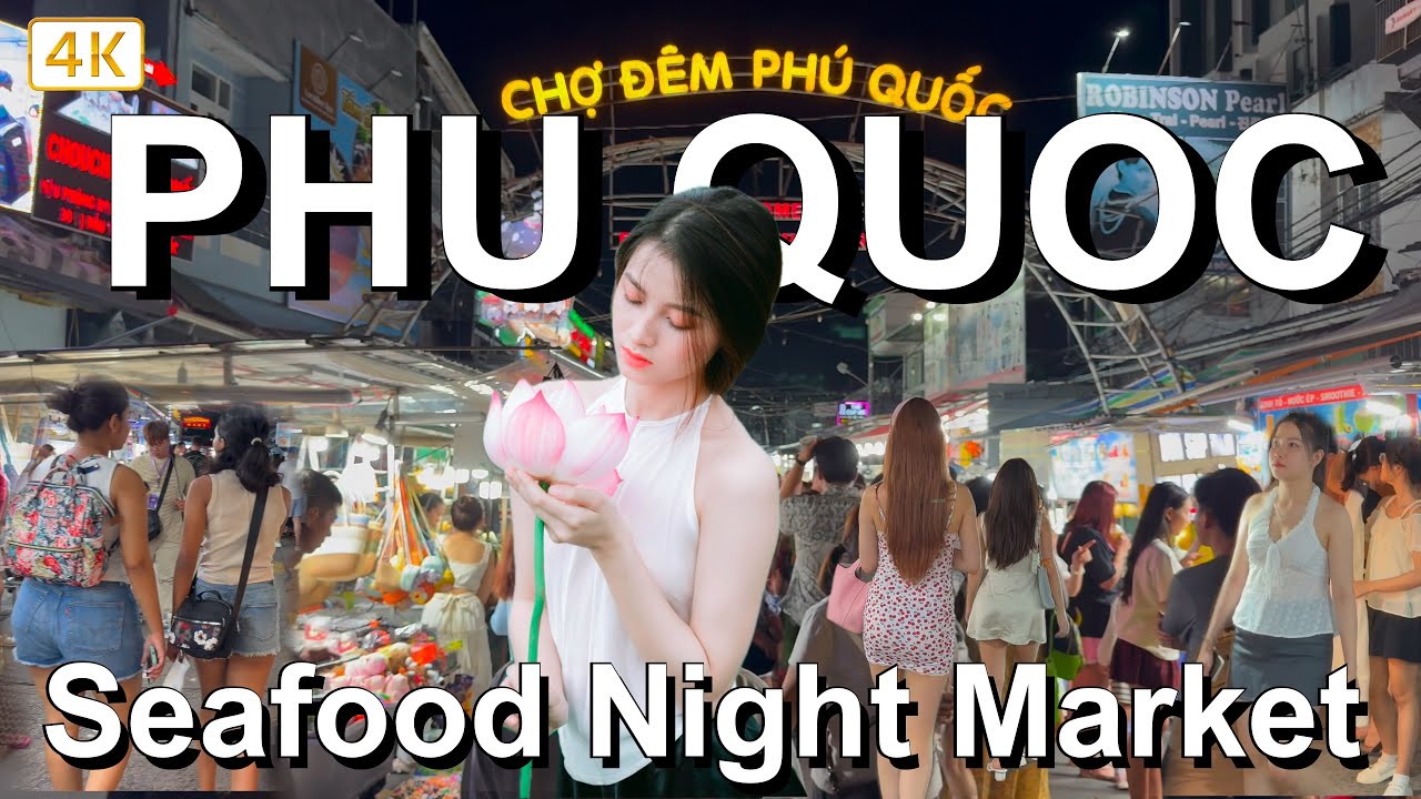Vietnam Seafood Tour at Phu Quoc Night Market 🇻🇳 Travel Vietnam 4K