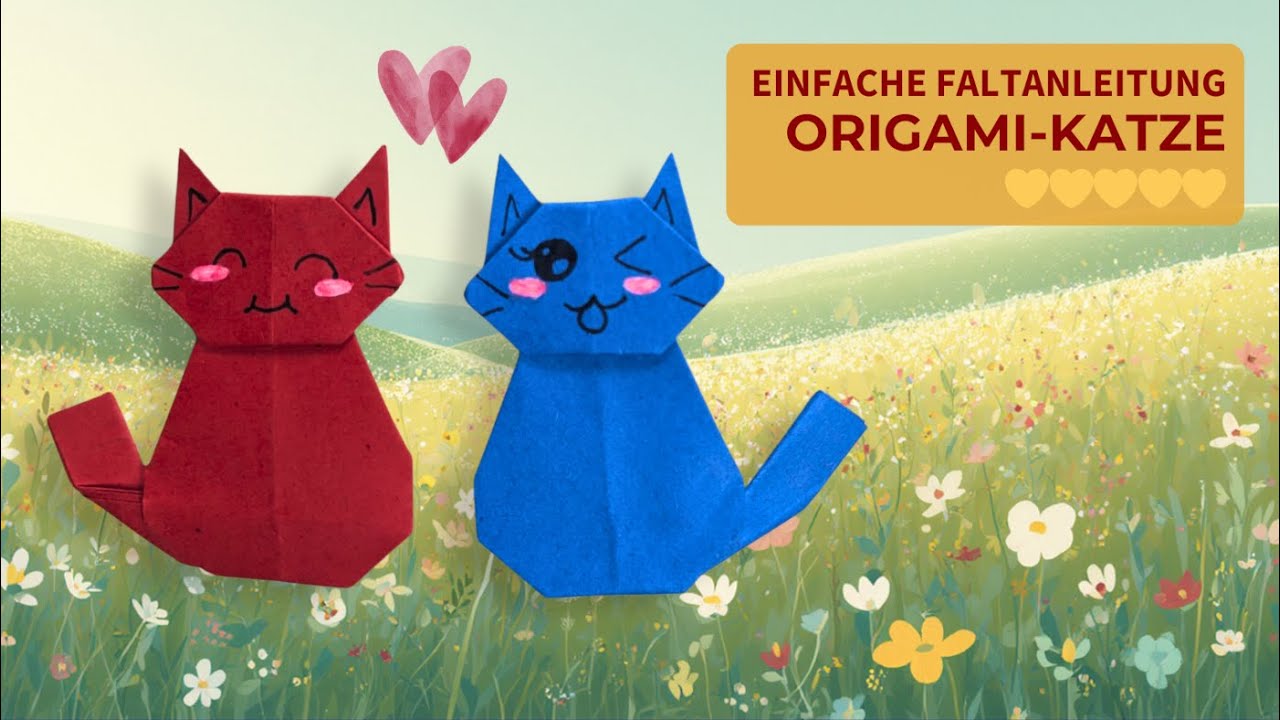 😺Origami Katze falten: In wenigen und einfachen Schritten ❤️