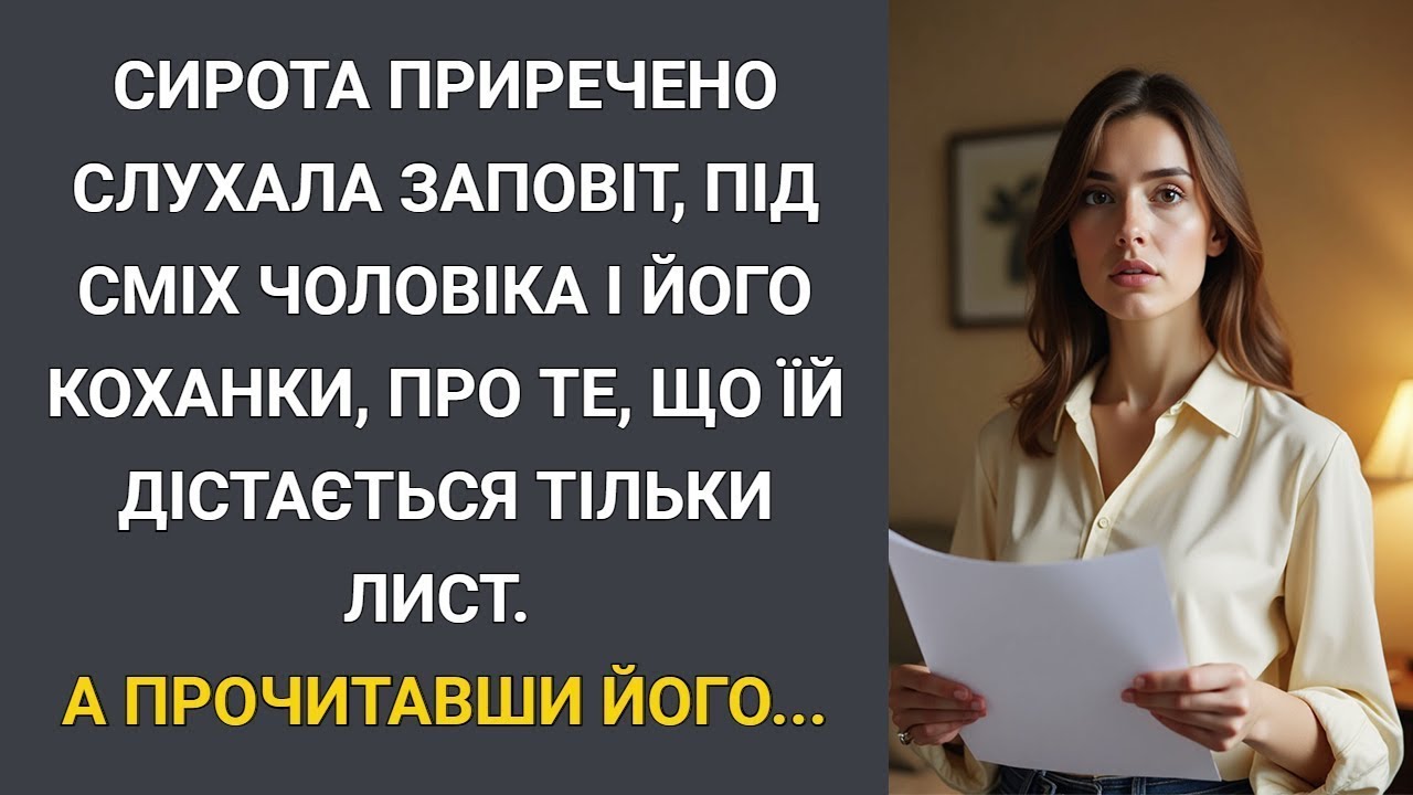 Сирота приречено слухала заповіт, під сміх чоловіка і коханки, про те, що їй дістається тільки ли