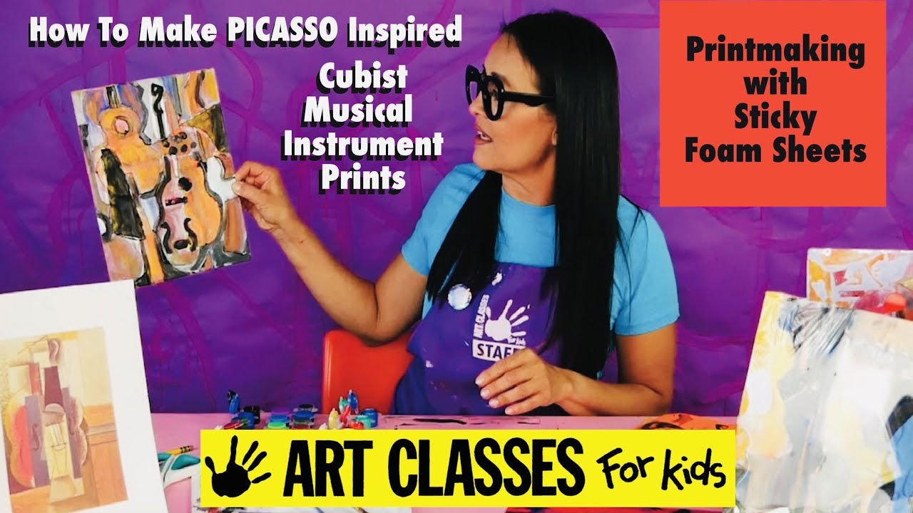 How To Make PICASSO Inspired Cubist Musical Instrument Prints/Printmaking with Sticky Foam Sheets