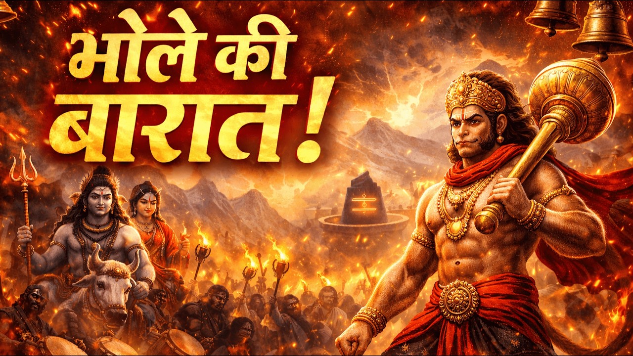 जब भोले की बारात में आए हनुमान गदा संग 😱 हिल गया त्रिलोक!
