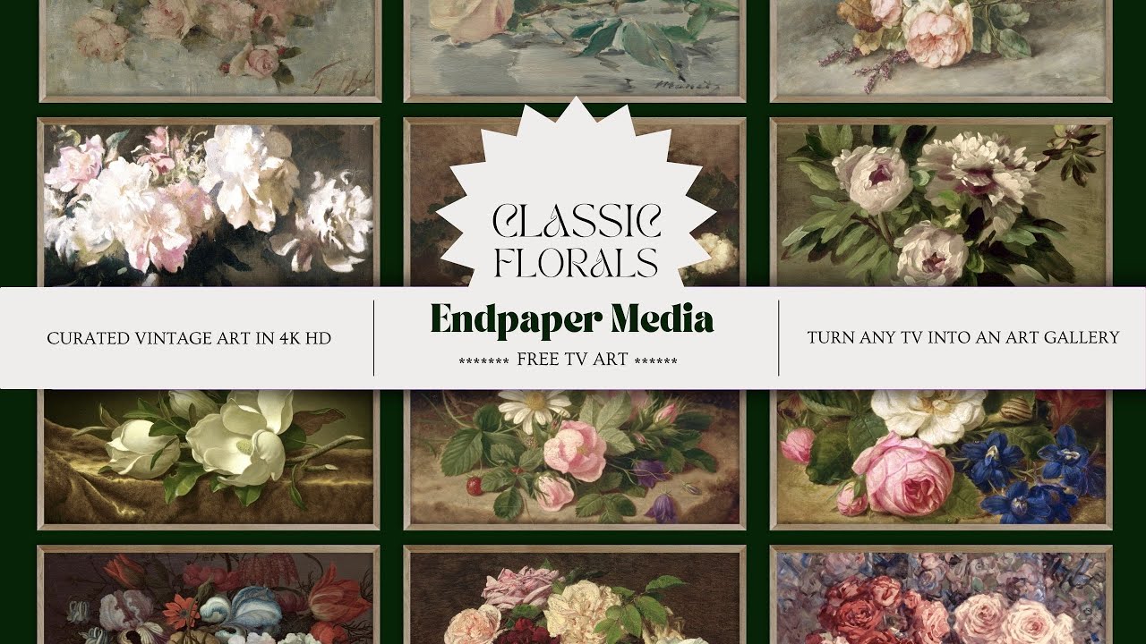 Classic Florals Vintage Frame TV Art | Free 4K Still Life Flower Paintings for Your TV | No Music