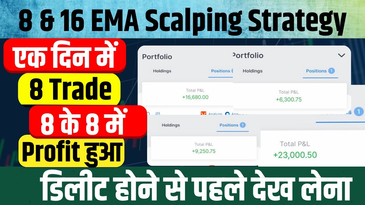 100 % Accurate  8 /16 EMA Scalping Strategy | Banknifty Scalping Strategy - Hindi