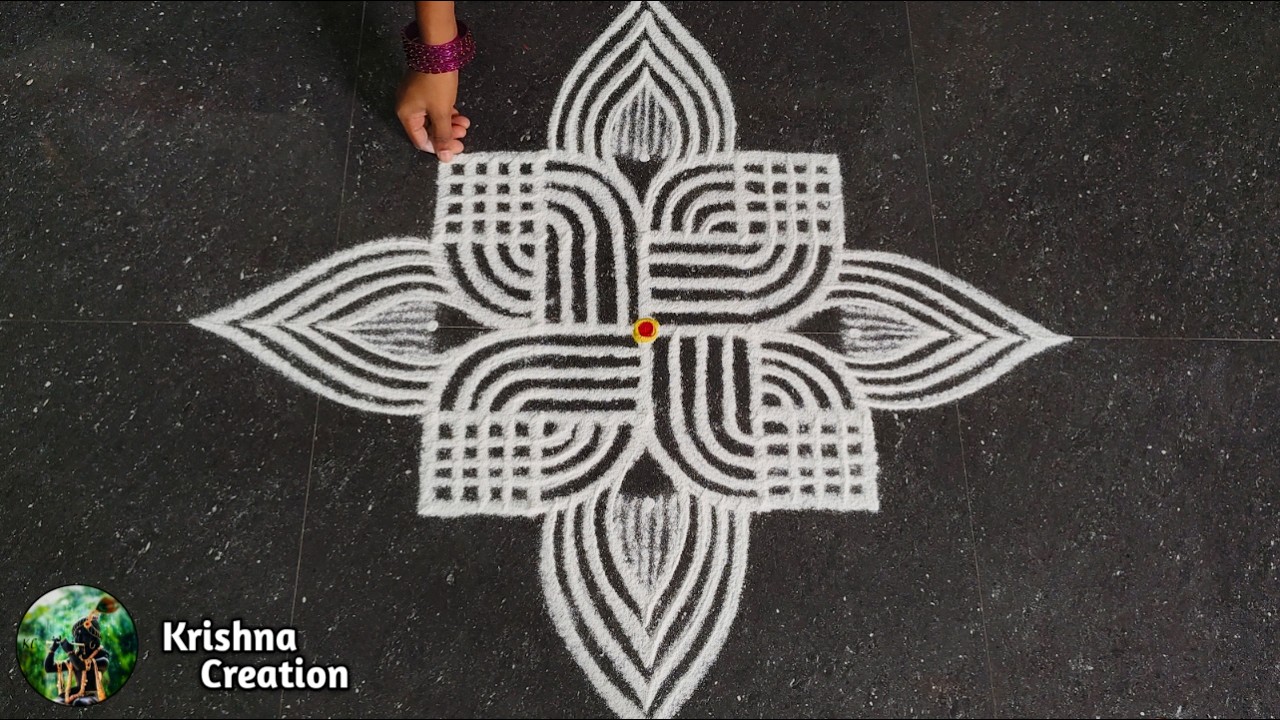 Easy Padi Kolam Design with 5x5 dots | Creative Rangoli | Padi Kolam Muggulu | Rangoli Kolam