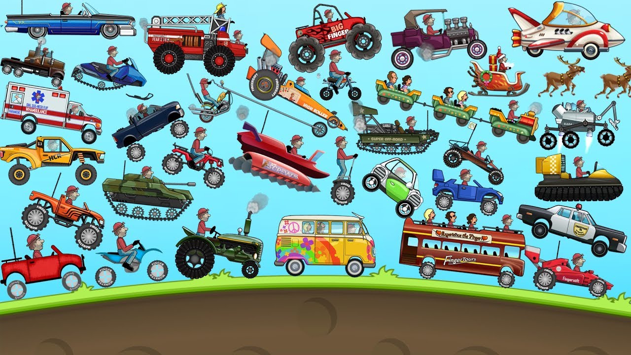 Hill Climb Racing - ALL VEHICLES UNLOCKED and FULLY UPGRADED Video Game