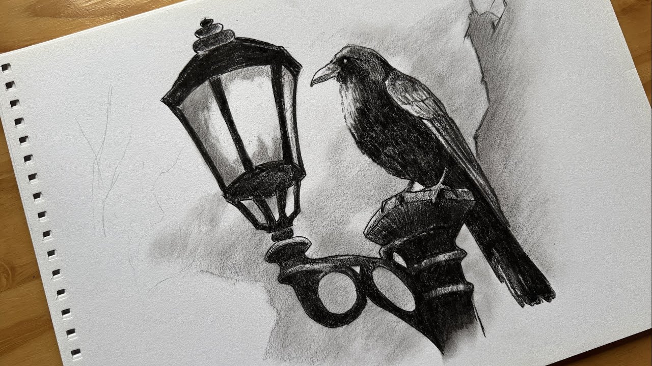 London Crow 🐦‍⬛| Realistic Charcoal Drawing Tutorial & Art Process