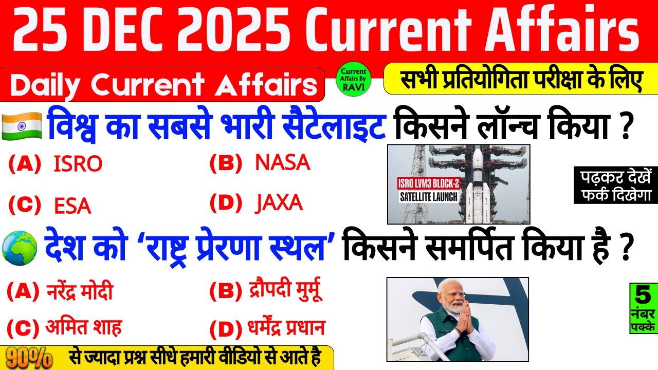 25 December 2025 Current Affairs | Current Affairs Today | Current GK SSC Railway UPSC BPSC POLICE