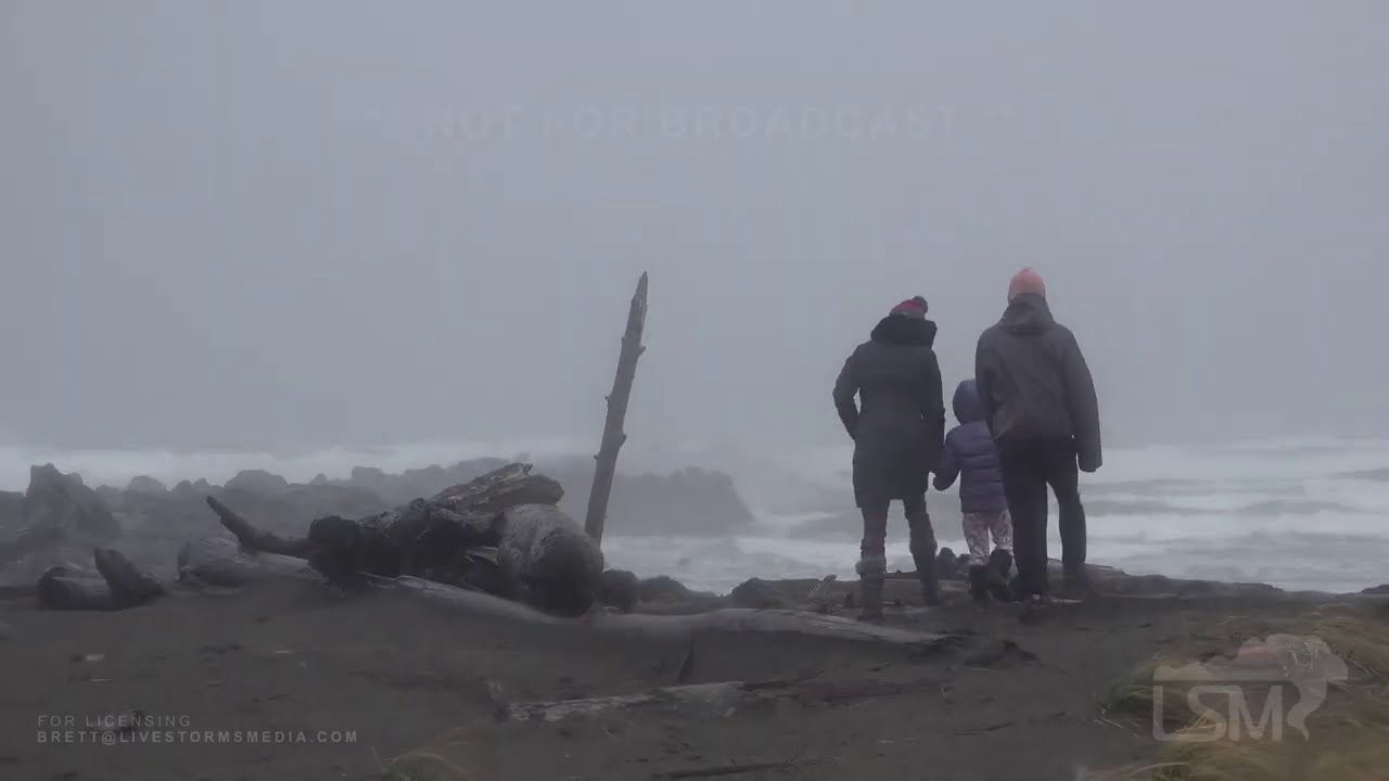 11-17-2020 Ocean Shores, WA - Strong Bomb Cyclone Impacts Coast - Damage  - Large Waves