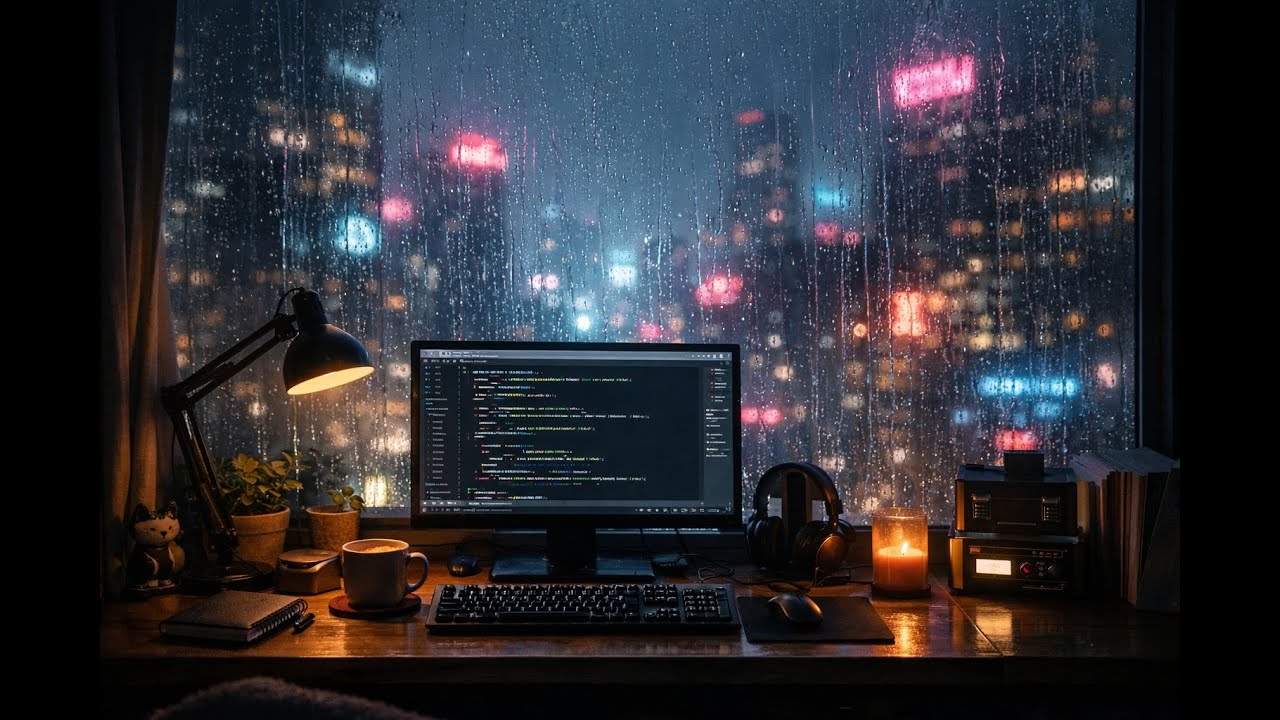Cyberpunk City Night Ambience 🌃 Deep Focus Music for Coding & Work | Rain & Neon Lights