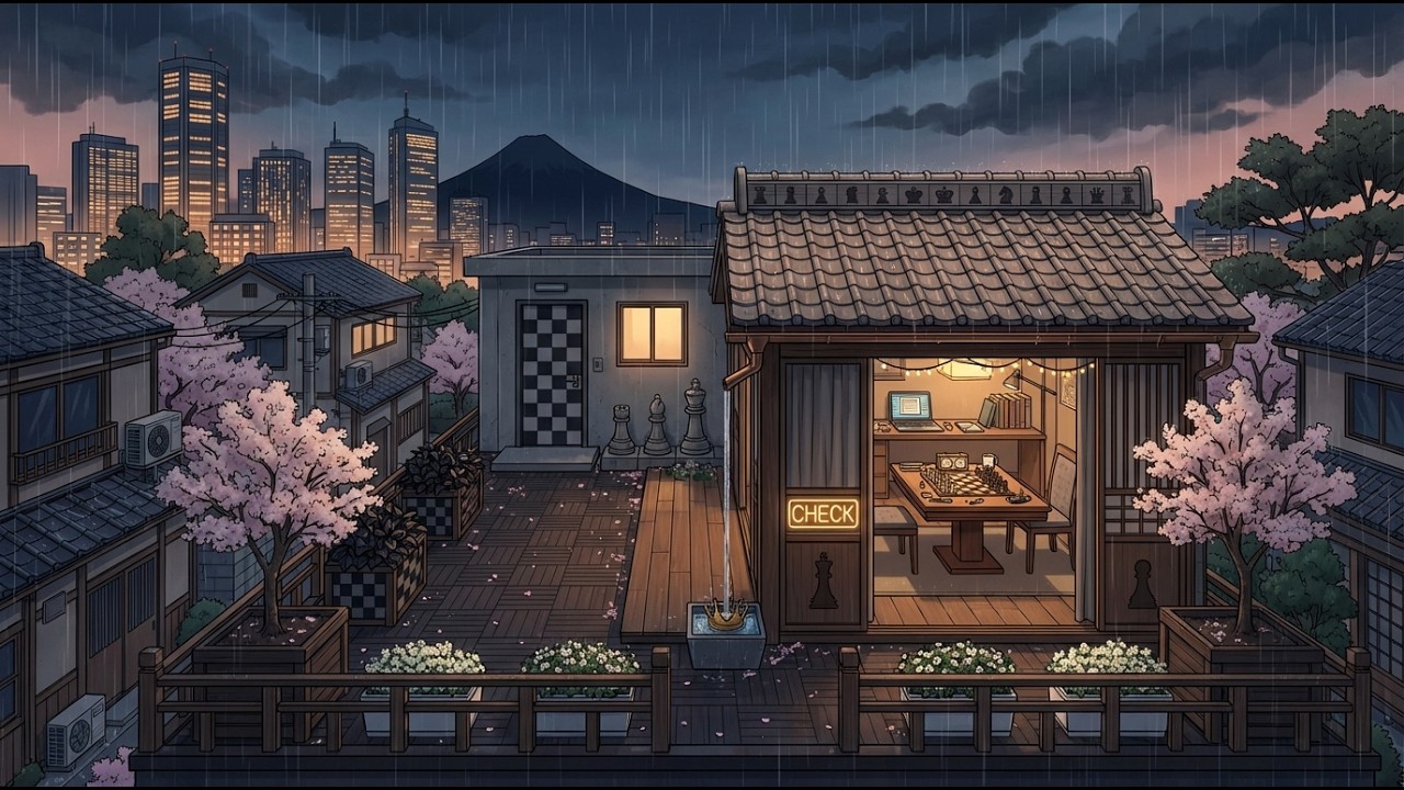 City Lights Midnight Study Lofi 🌃 Warm Lofi Grooves 🌧️🌸 Urban Spring Rain for Calm & Steady Focus