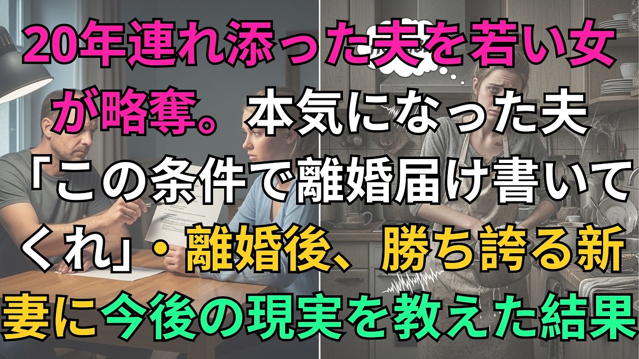 【子猫する話】20年連れ添った夫を若い女が略奪。本気になった夫「この条件で離婚届を書いてくれ」→結婚後、勝ち誇る新妻にこれからの現実を教えてあげた結果【修羅場】